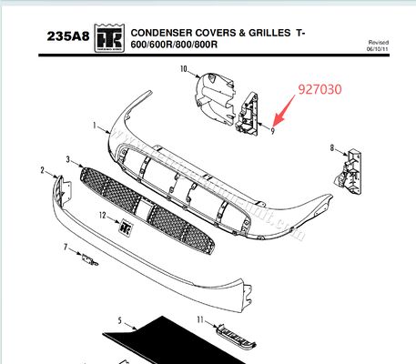 927030 BRACKET - coil (side curbside),T600/T800 / T-600M T-800M 880Pro T-600R T-800R dukungan penutup